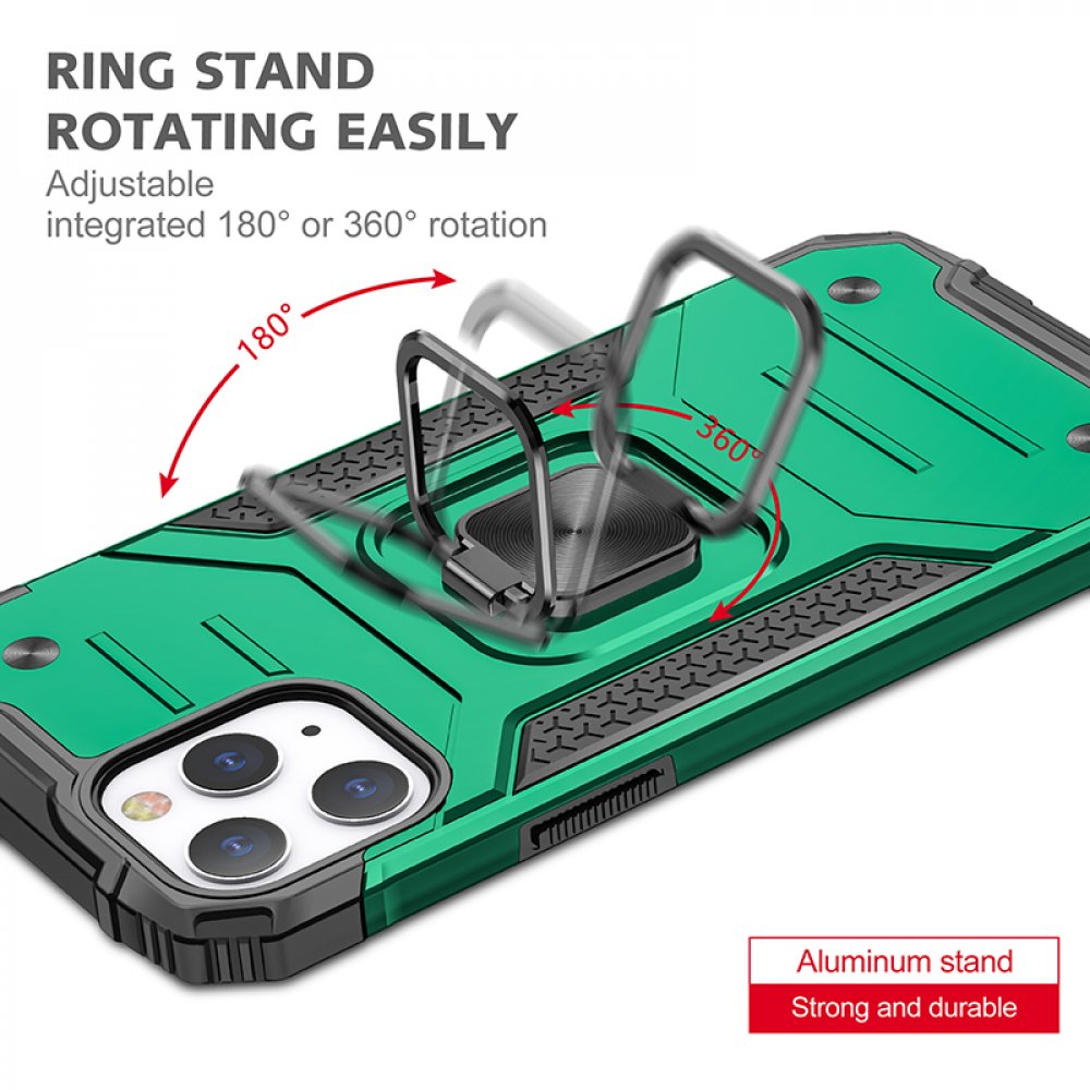Newface iPhone 13 Pro Max Kılıf Zegna Yüzüklü Silikon Kapak - Koyu Yeşil