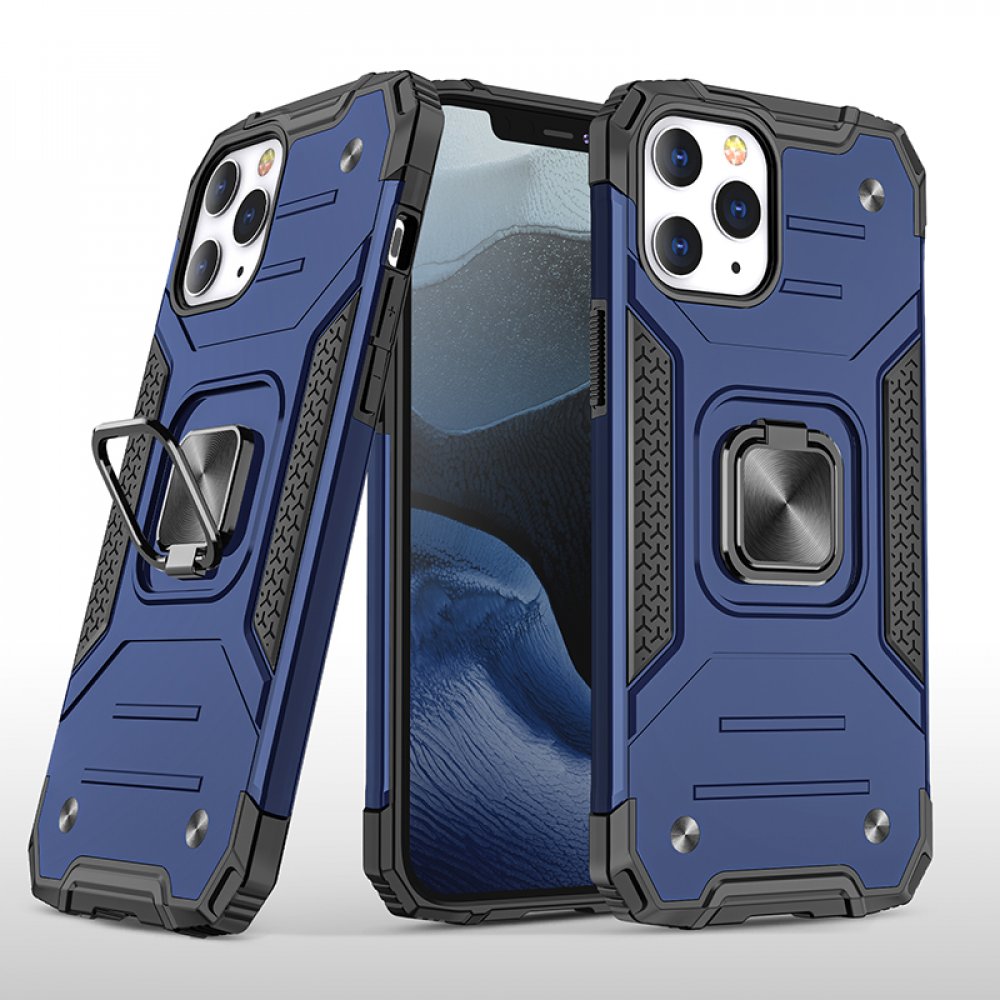 Newface iPhone 13 Pro Max Kılıf Zegna Yüzüklü Silikon Kapak - Mavi