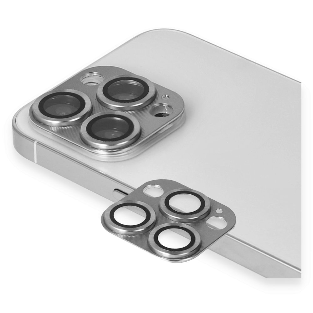 Newface iPhone 13 Pro Max Pers Alüminyum Kamera Lens - Gümüş