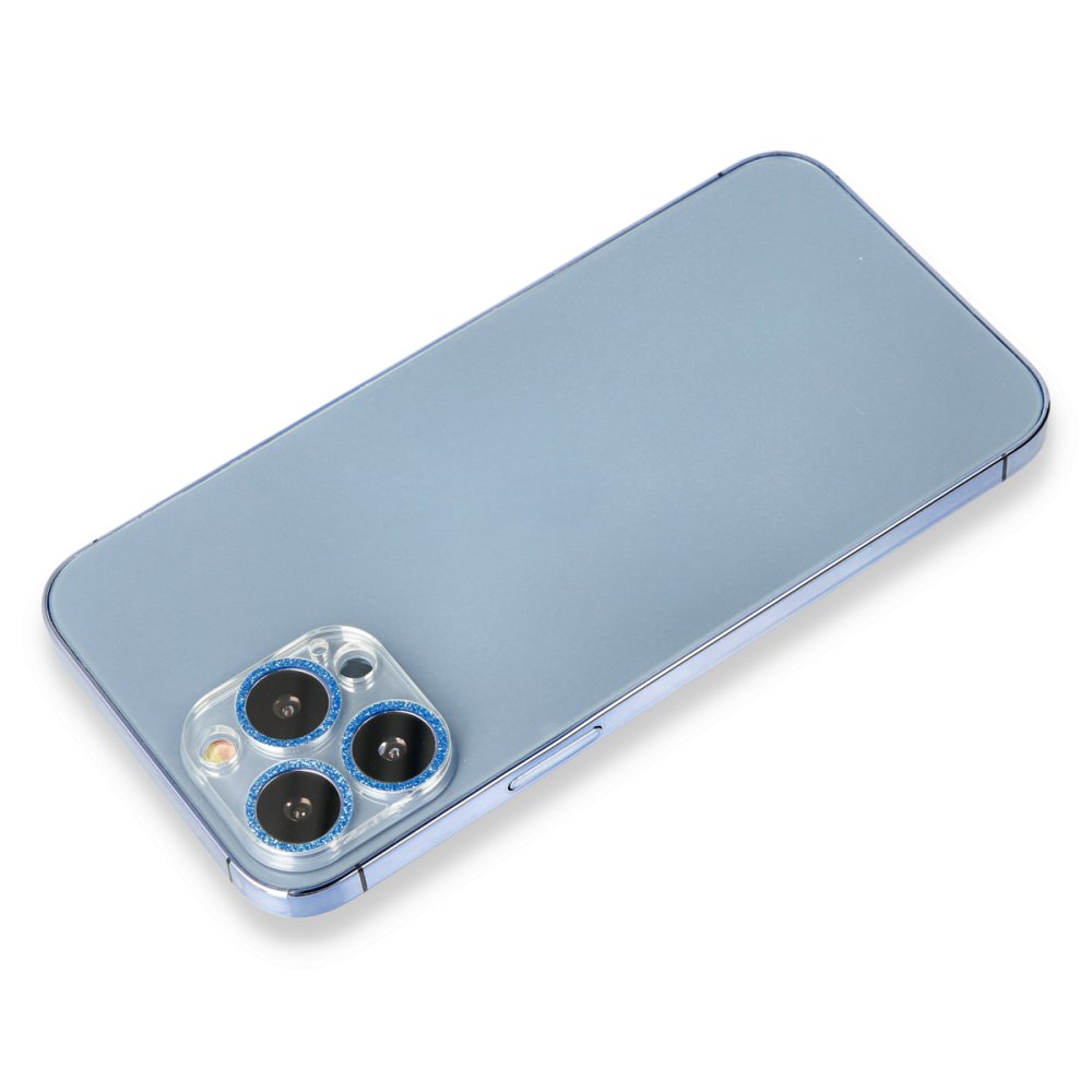 Newface iPhone 13 Pro Max Shine Kamera Lens Koruma Cam - Mavi