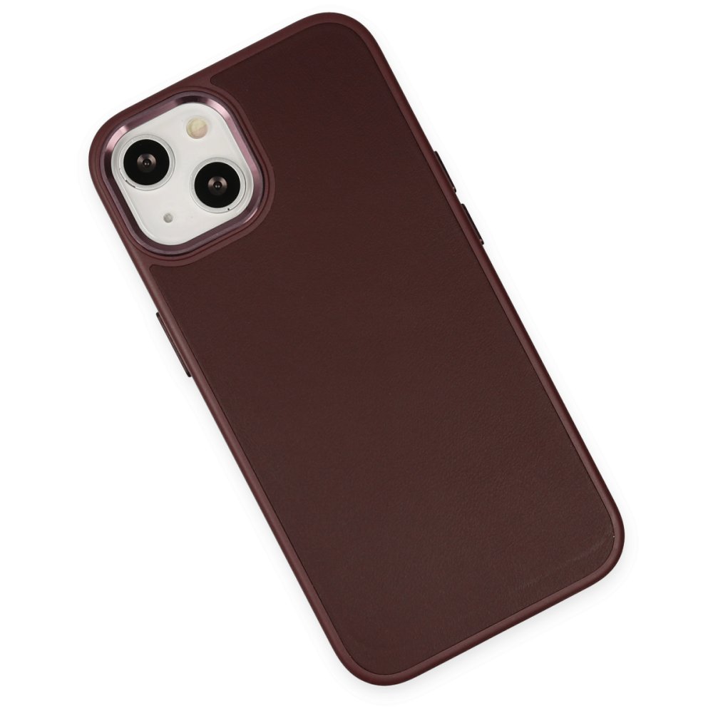 Newface iPhone 14 Kılıf Asya Deri Silikon - Mürdüm