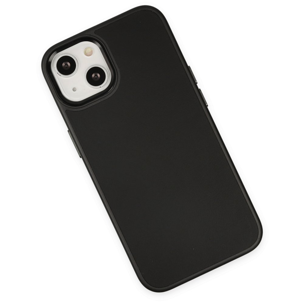 Newface iPhone 14 Kılıf Asya Deri Silikon - Siyah