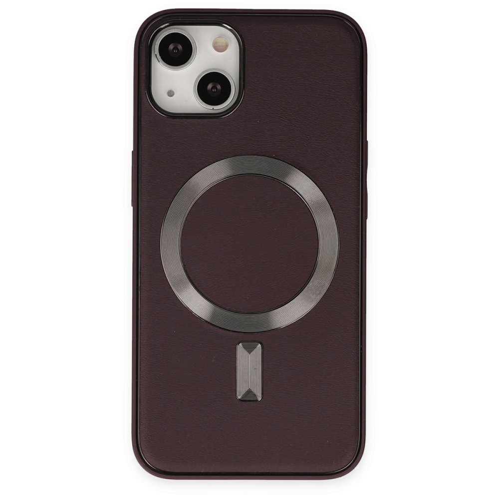 Newface iPhone 14 Kılıf Coco Deri Magneticsafe Silikon - Bordo