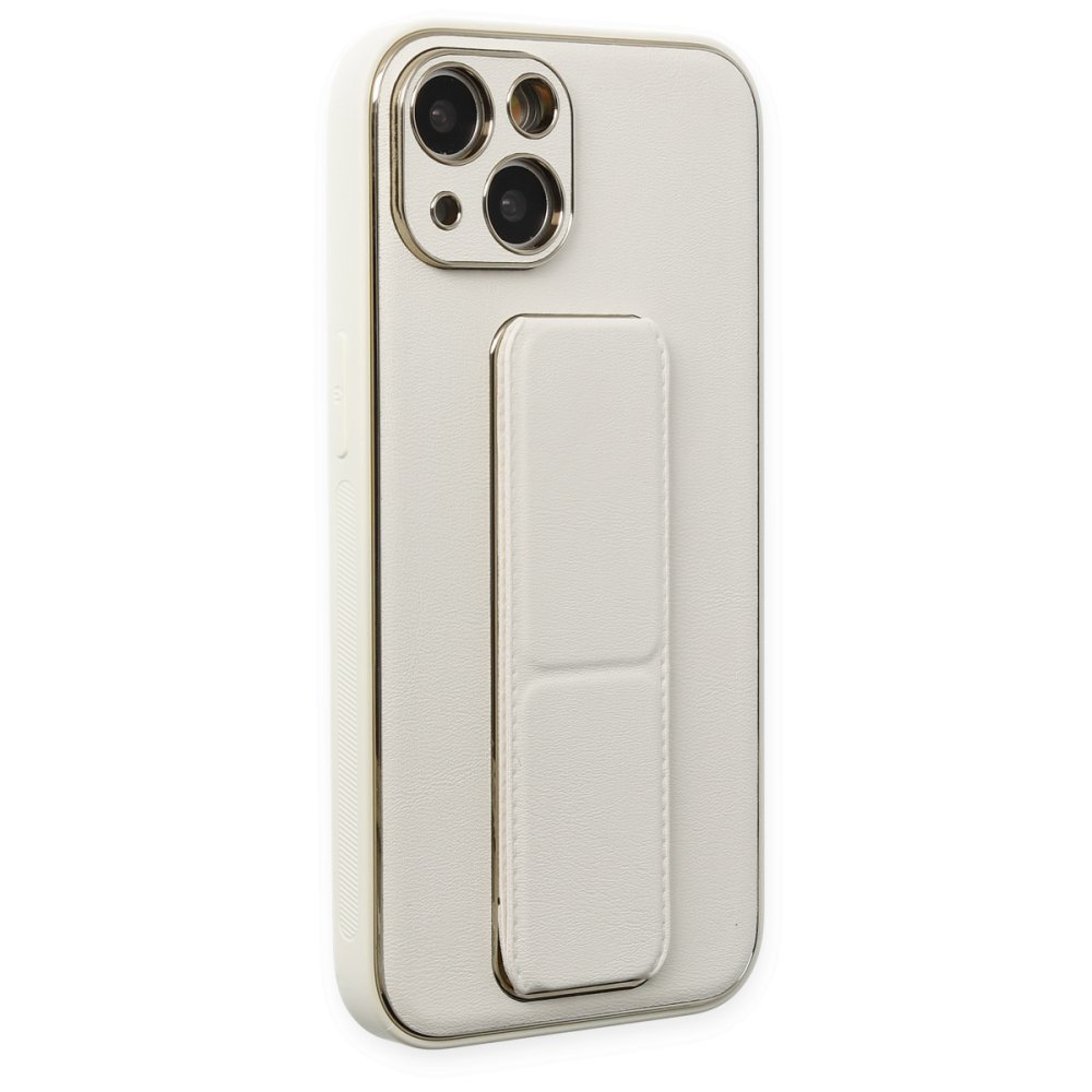 Newface iPhone 14 Kılıf Coco Deri Standlı Kapak - Beyaz