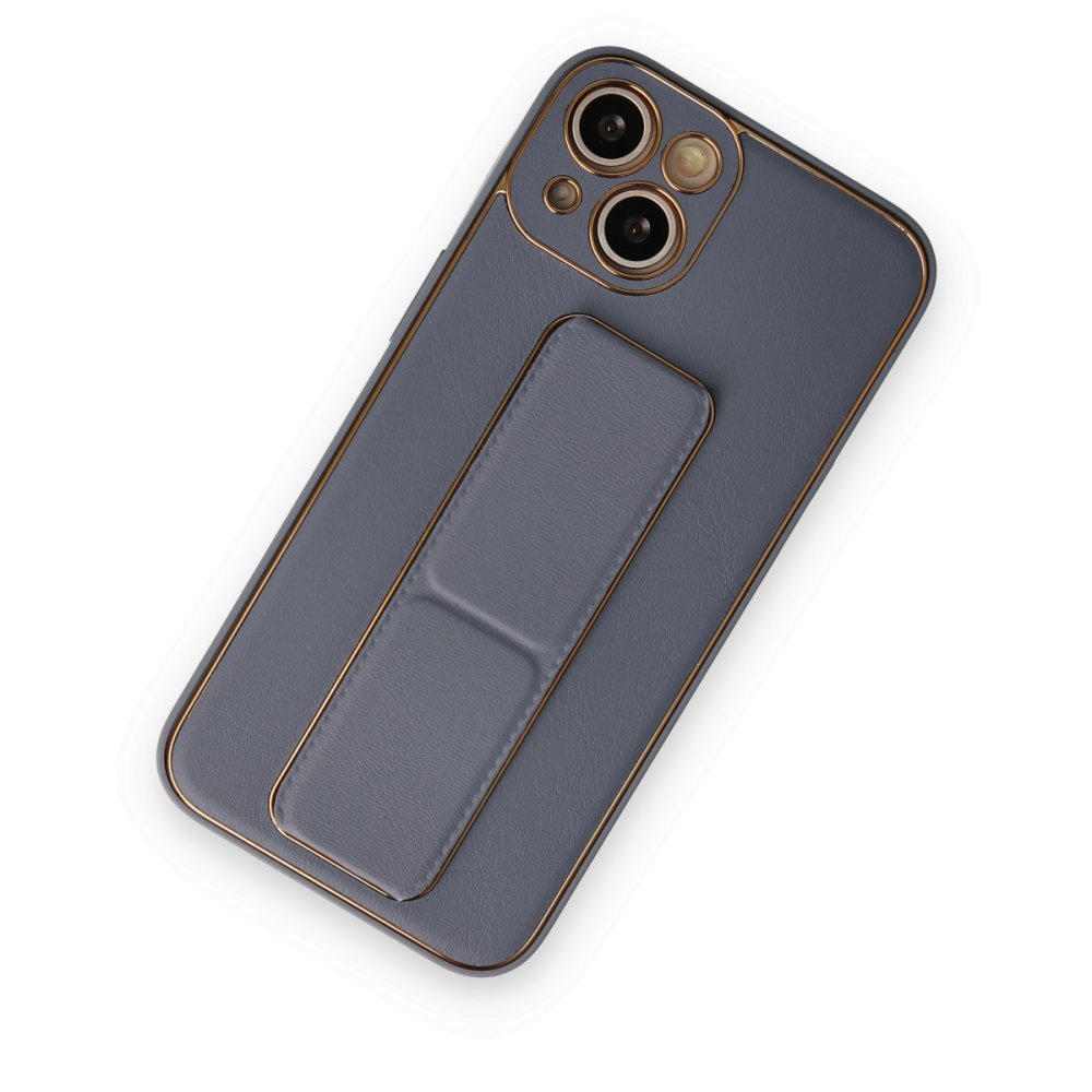 Newface iPhone 14 Kılıf Coco Deri Standlı Kapak - Gri