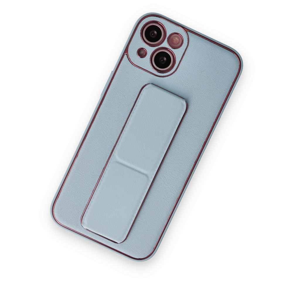 Newface iPhone 14 Kılıf Coco Deri Standlı Kapak - Sky Blue
