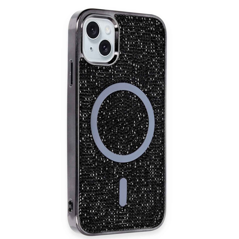 Newface iPhone 14 Kılıf Diamond Magsafe Kapak - Siyah-Rainbow