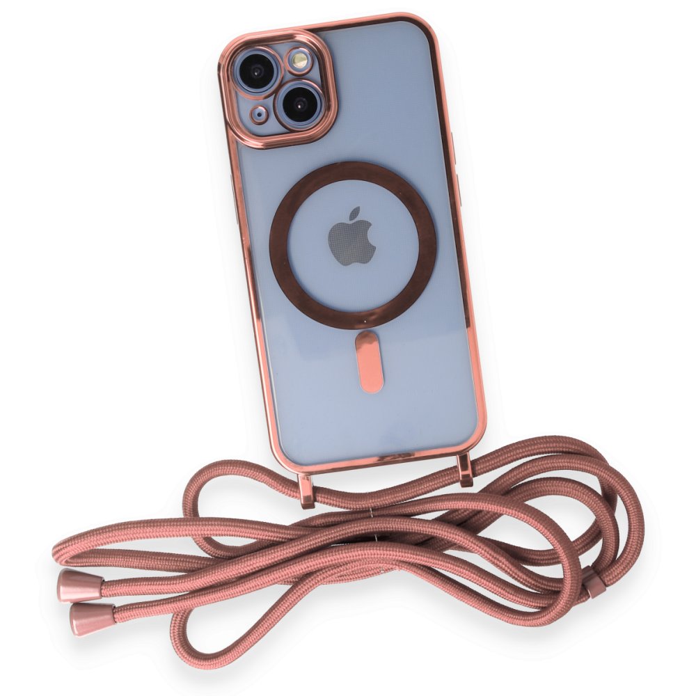Newface iPhone 14 Kılıf Divo Lazer Askılı Magsafe Kapak - Pembe