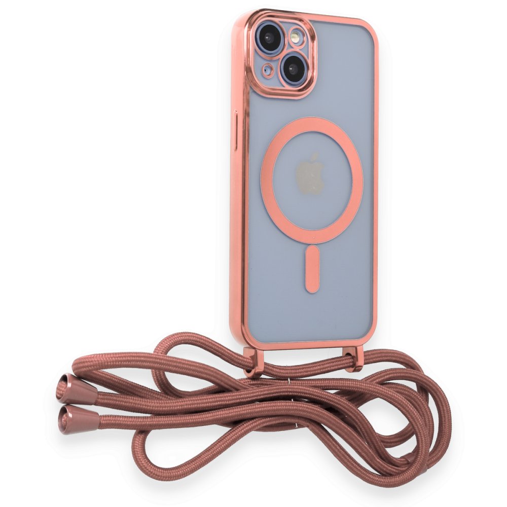 Newface iPhone 14 Kılıf Divo Lazer Askılı Magsafe Kapak - Pembe