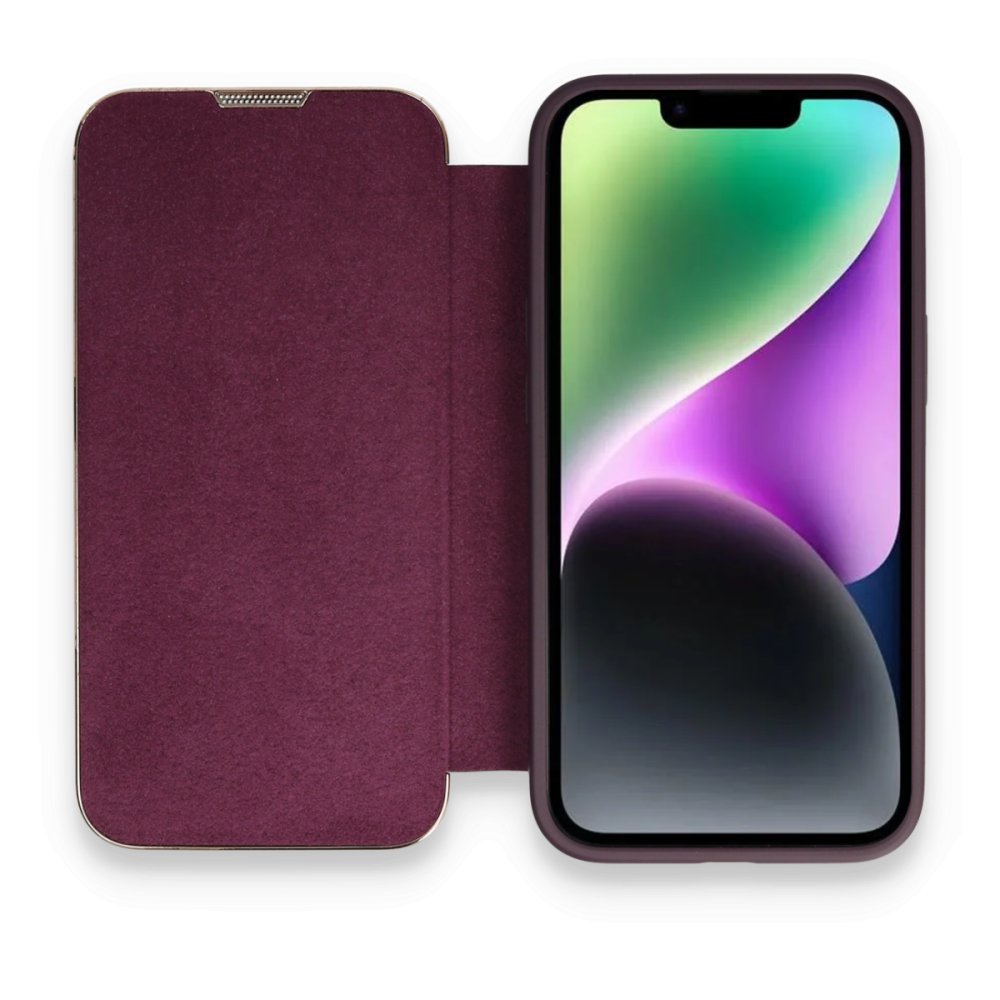 Newface iPhone 14 Kılıf Dolpin Kapaklı - Derin Mor