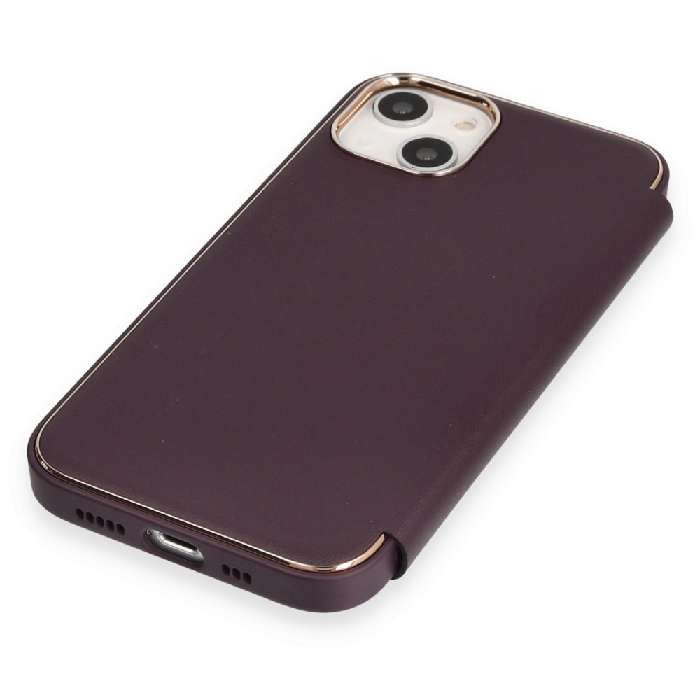 Newface iPhone 14 Kılıf Dolpin Kapaklı - Derin Mor