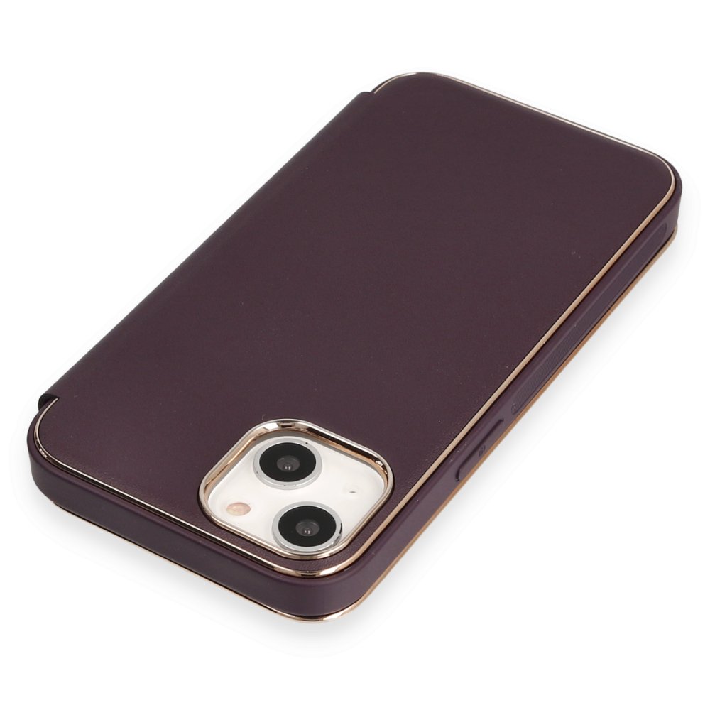 Newface iPhone 14 Kılıf Dolpin Kapaklı - Derin Mor