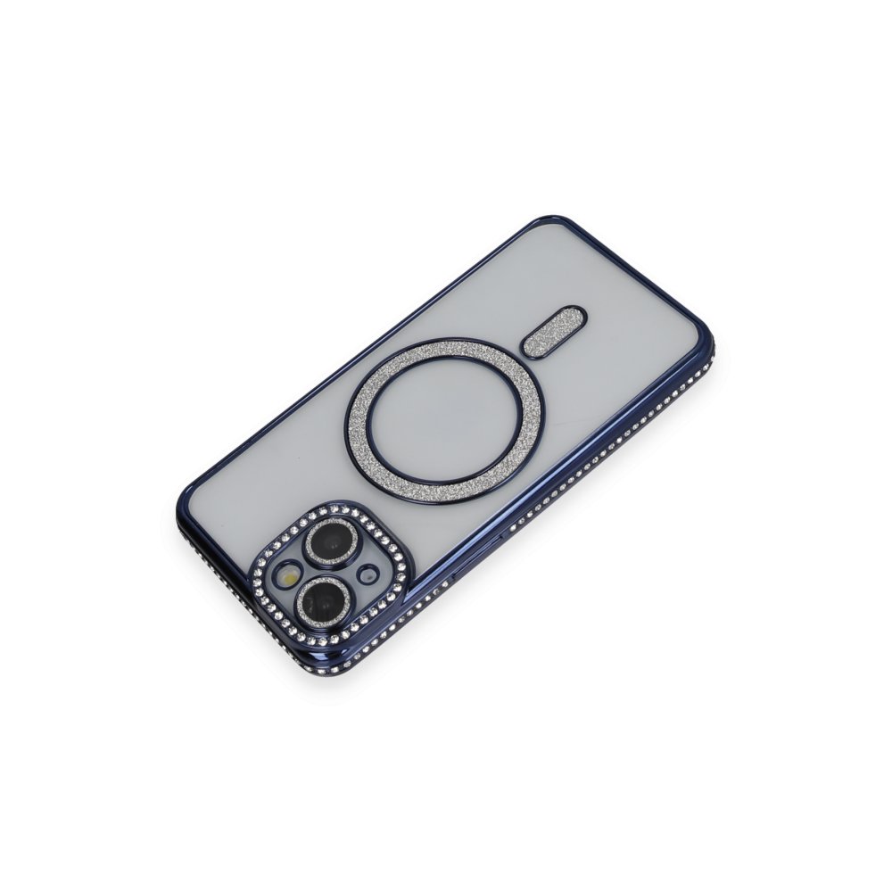 Newface iPhone 14 Kılıf Joke Simli Magneticsafe Kılıf - Lacivert