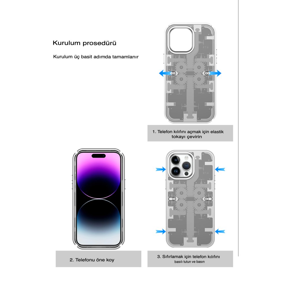 Newface iPhone 14 Kılıf Mekanik Bumper Kapak - Derin Mor