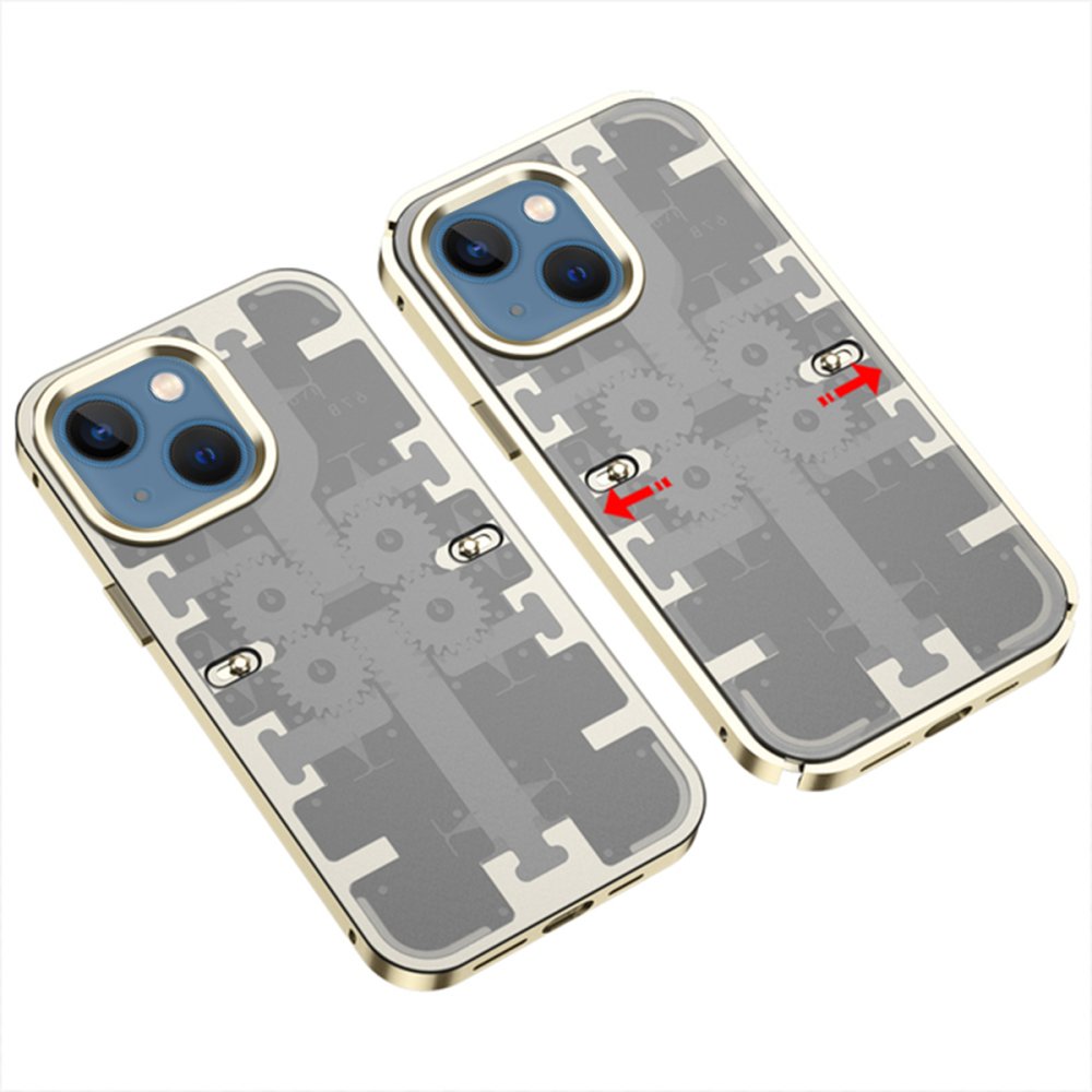 Newface iPhone 14 Kılıf Mekanik Bumper Kapak - Gold