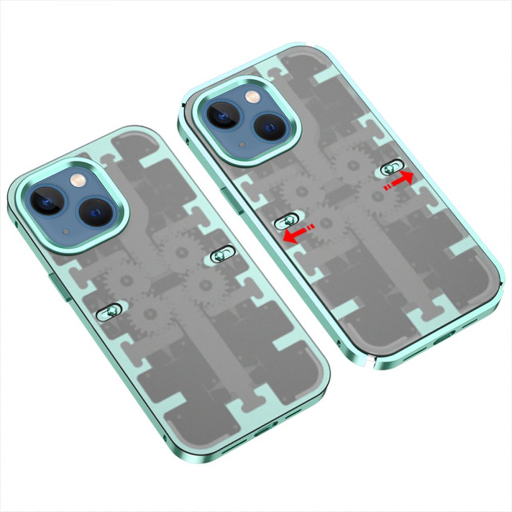 Newface iPhone 14 Kılıf Mekanik Bumper Kapak - Yeşil