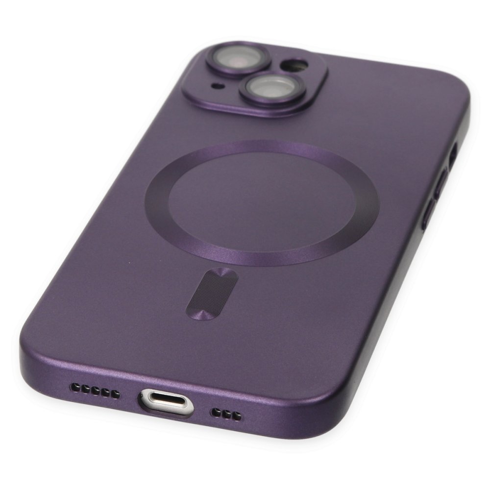 Newface iPhone 14 Kılıf Moshi Lens Magneticsafe Silikon - Mor