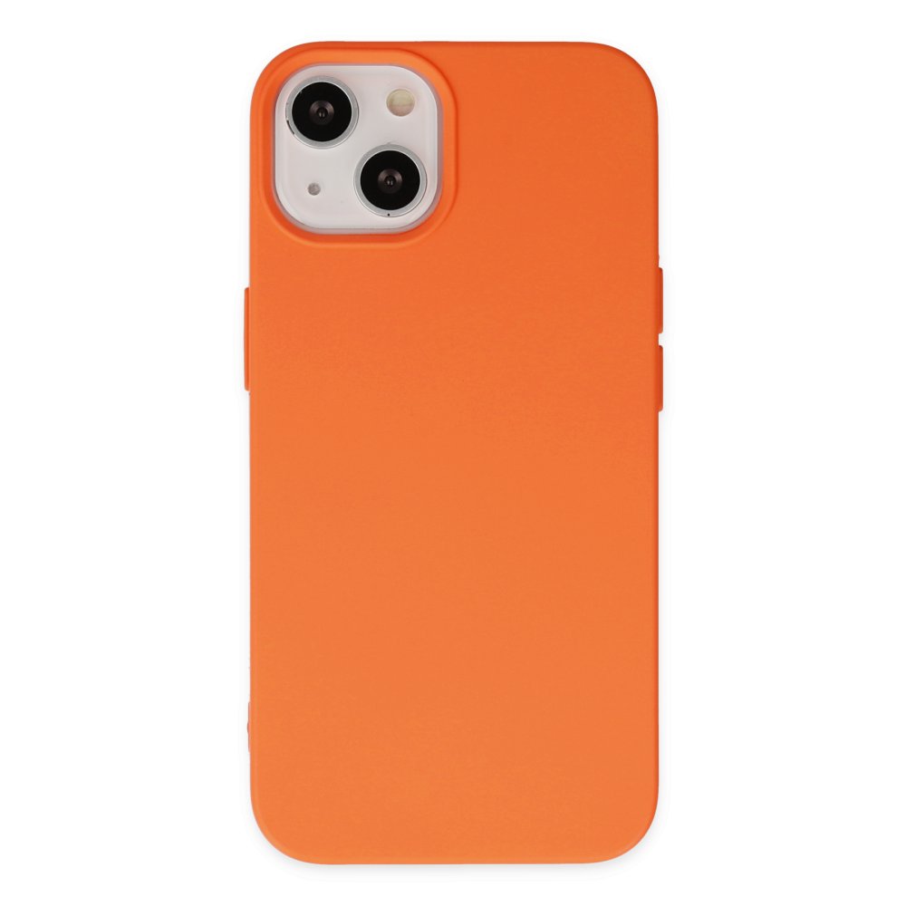 Newface iPhone 14 Kılıf Nano içi Kadife Silikon - Turuncu