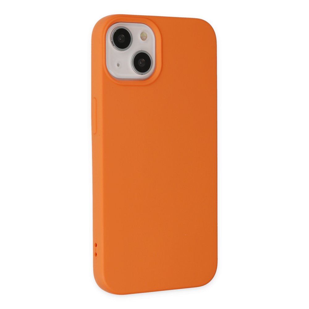 Newface iPhone 14 Kılıf Nano içi Kadife Silikon - Turuncu