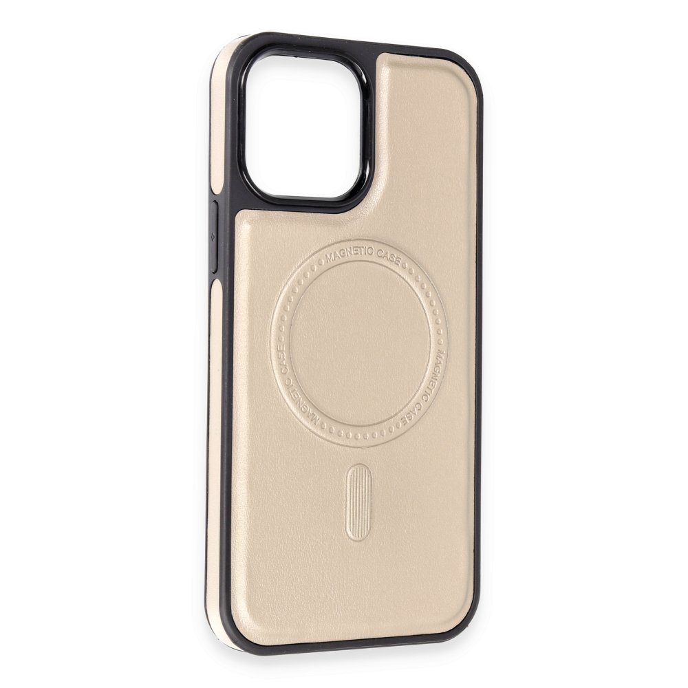 Newface iPhone 14 Kılıf Ozzi Magsafe Deri Kapak - Natural Grey