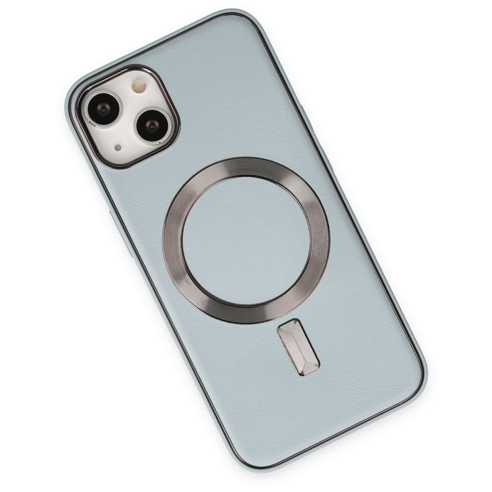 Newface iPhone 14 Plus Kılıf Coco Deri Magneticsafe Silikon - Sierra Blue