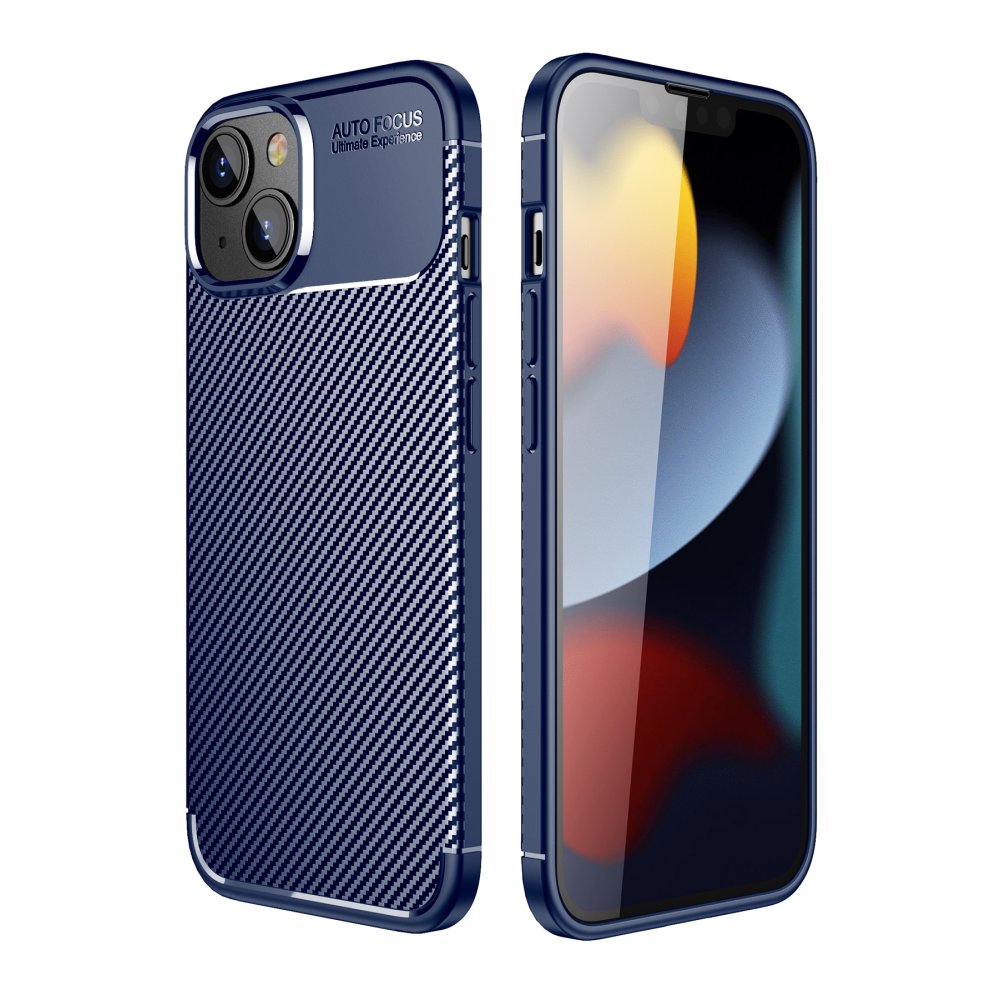 Newface iPhone 14 Plus Kılıf Focus Karbon Silikon - Lacivert