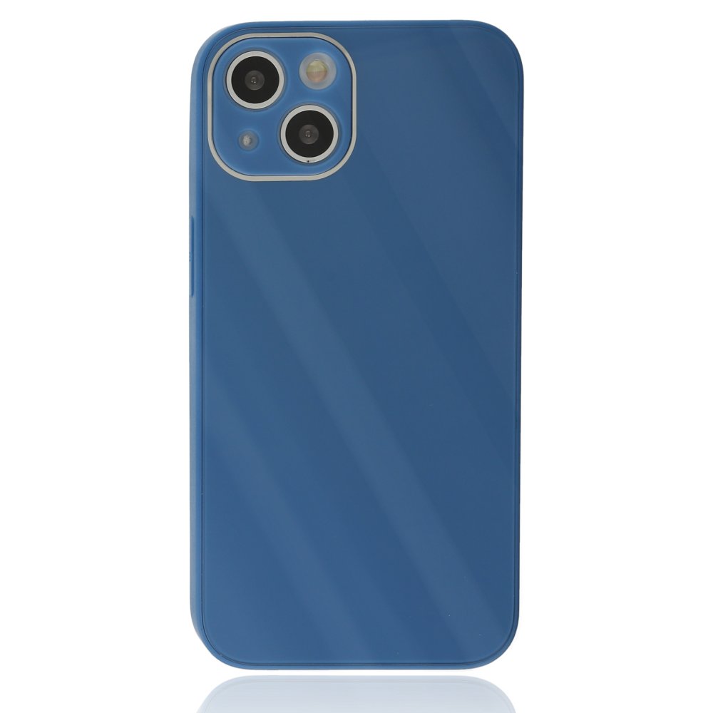 Newface iPhone 14 Plus Kılıf Glass Kapak - Mavi