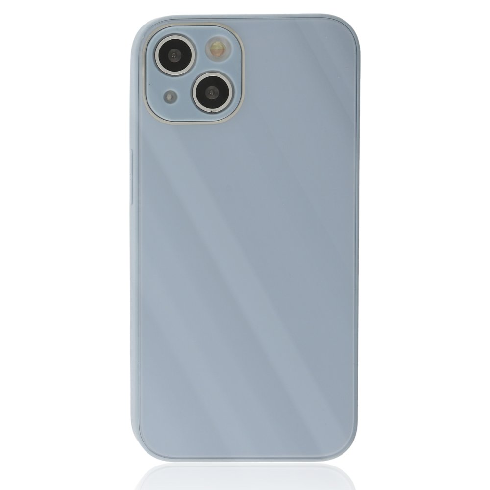 Newface iPhone 14 Plus Kılıf Glass Kapak - Sky Blue