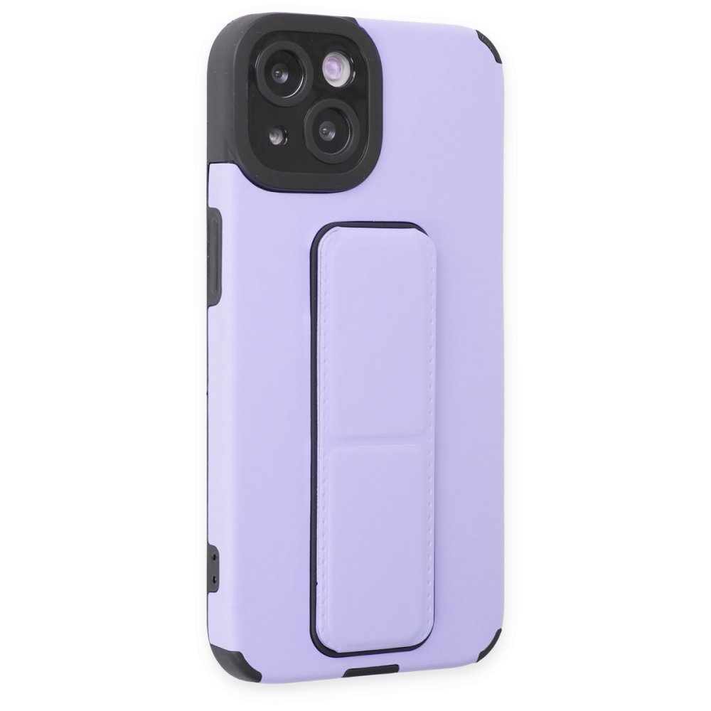 Newface iPhone 14 Plus Kılıf Mega Standlı Silikon - Lila