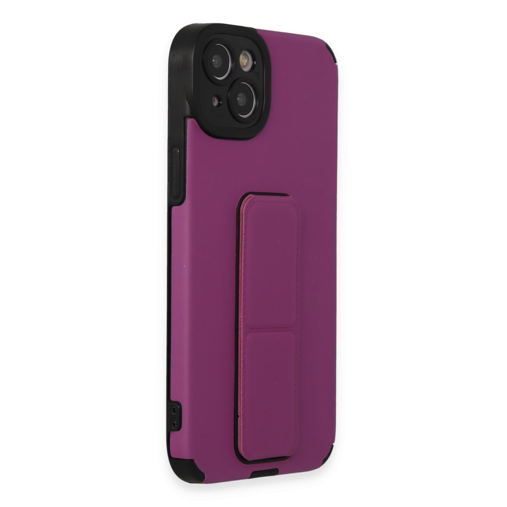 Newface iPhone 14 Plus Kılıf Mega Standlı Silikon - Mor