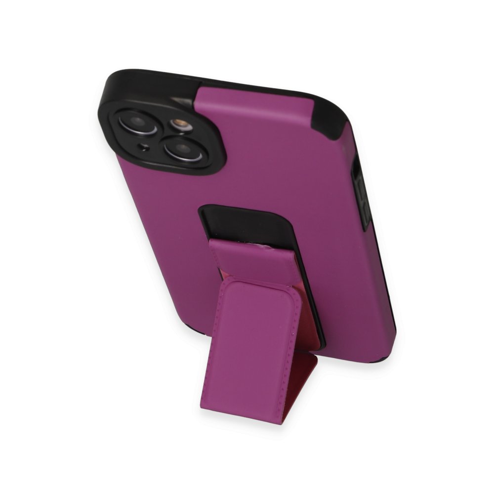 Newface iPhone 14 Plus Kılıf Mega Standlı Silikon - Mor