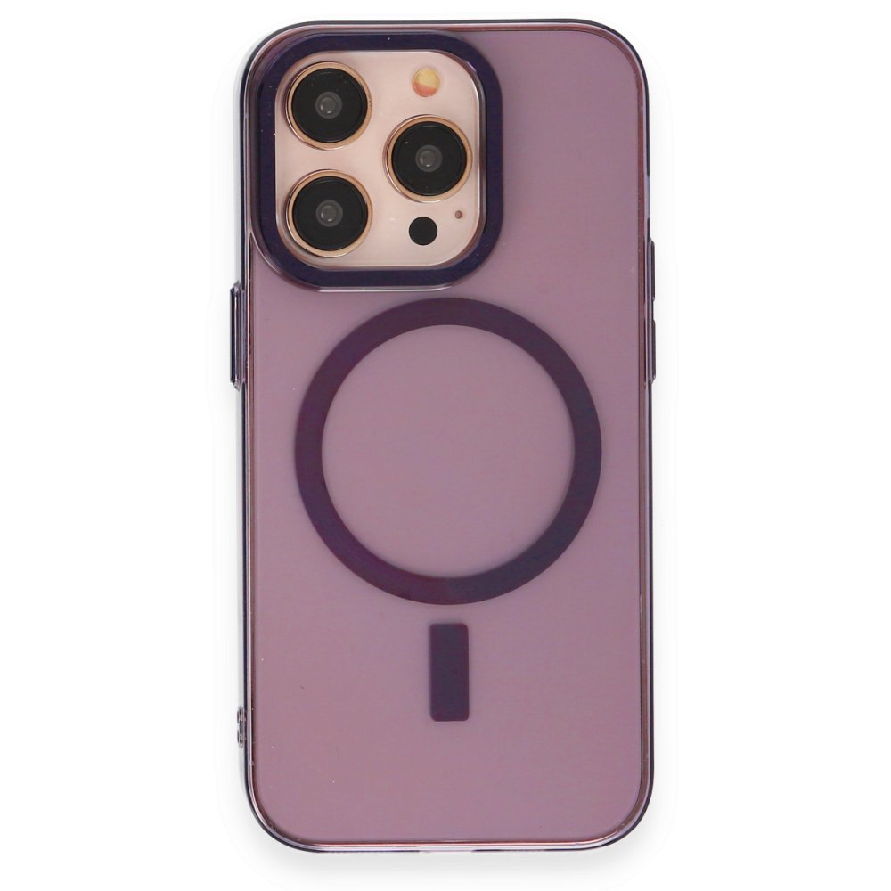 Newface iPhone 14 Pro Kılıf Anka PC Magneticsafe Sert Metal Kapak - Mor