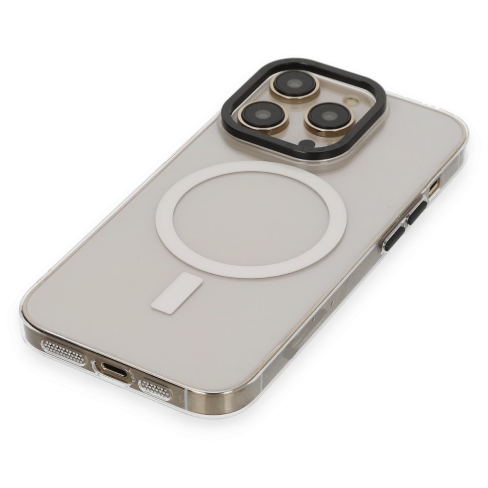 Newface iPhone 14 Pro Kılıf Anka PC Magneticsafe Sert Metal Kapak - Şeffaf