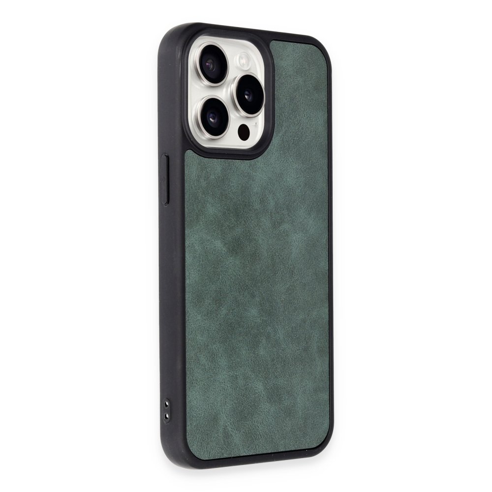 Newface iPhone 14 Pro Kılıf Aras Deri Kapak - Koyu Yeşil