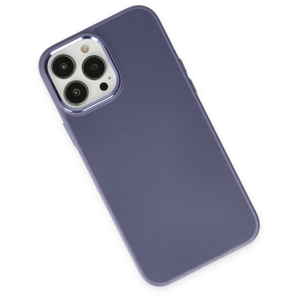 Newface iPhone 14 Pro Kılıf Asya Deri Silikon - Mor