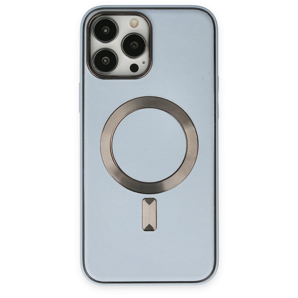 Newface iPhone 14 Pro Kılıf Coco Deri Magneticsafe Silikon - Sierra Blue