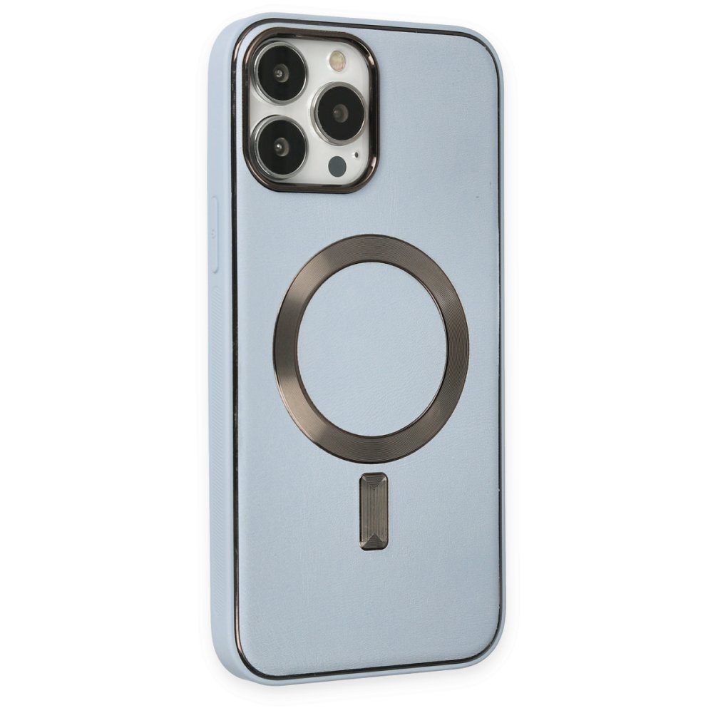 Newface iPhone 14 Pro Kılıf Coco Deri Magneticsafe Silikon - Sierra Blue