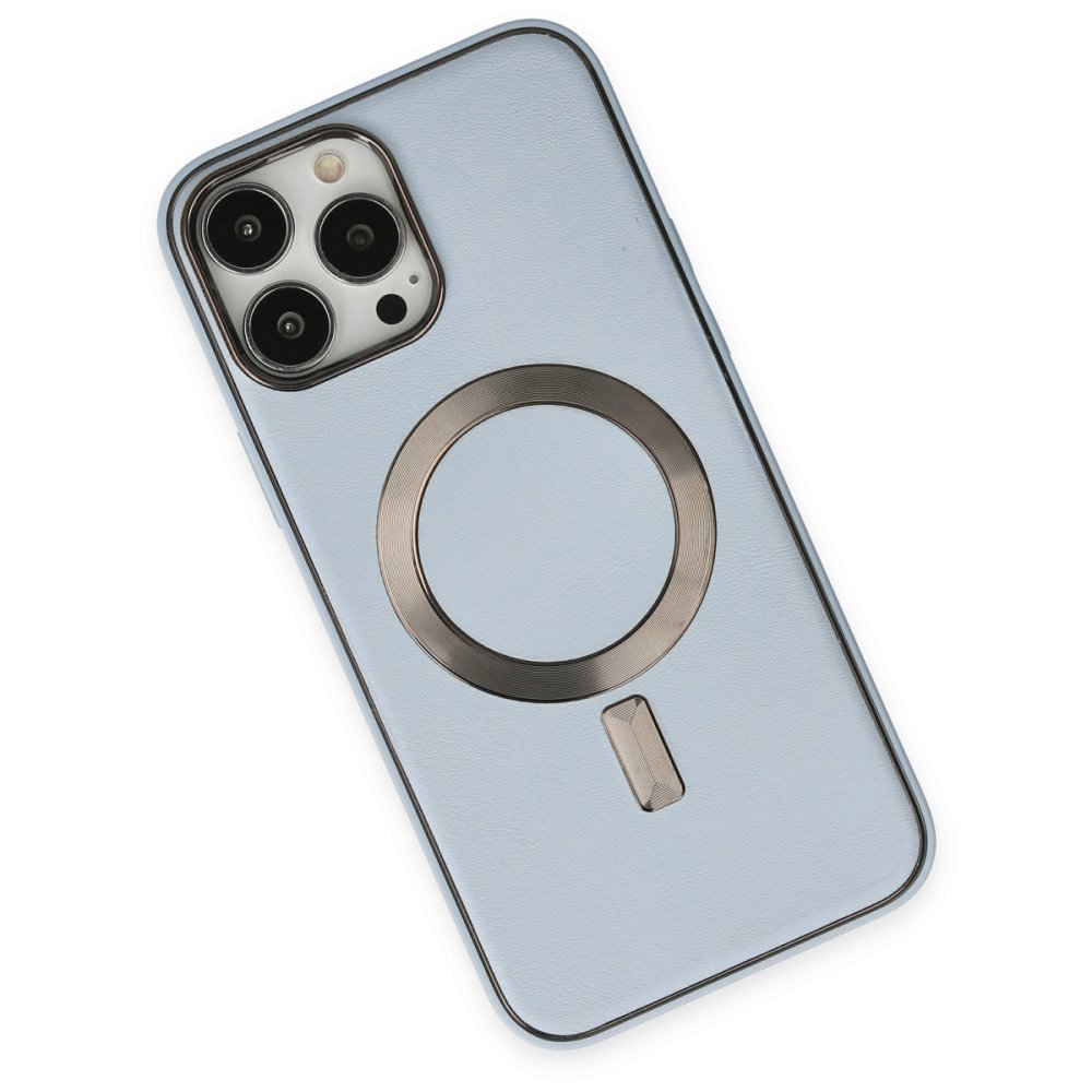 Newface iPhone 14 Pro Kılıf Coco Deri Magneticsafe Silikon - Sierra Blue