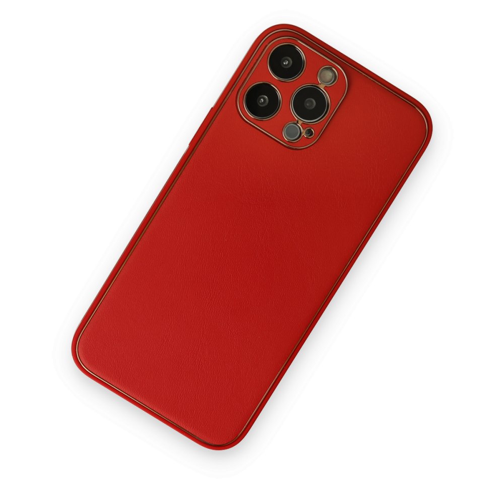 Newface iPhone 14 Pro Kılıf Coco Deri Silikon Kapak - Kırmızı