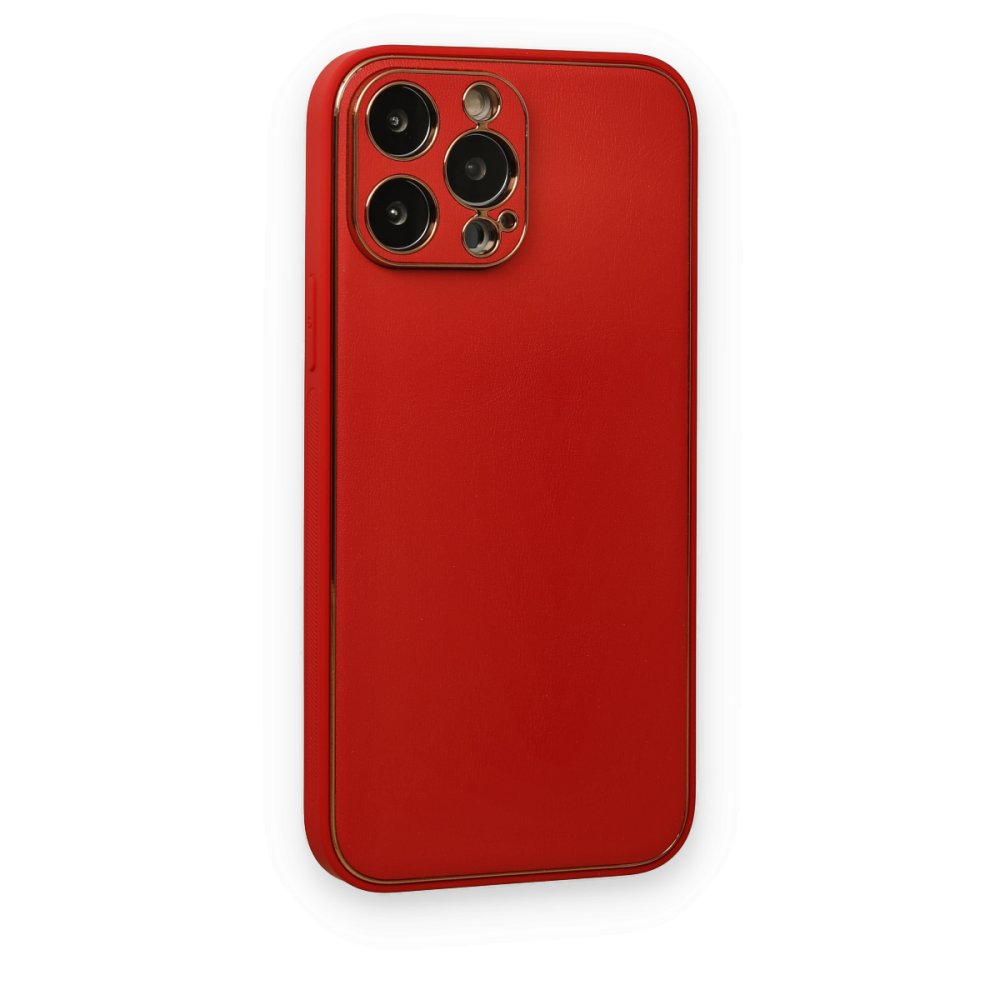 Newface iPhone 14 Pro Kılıf Coco Deri Silikon Kapak - Kırmızı