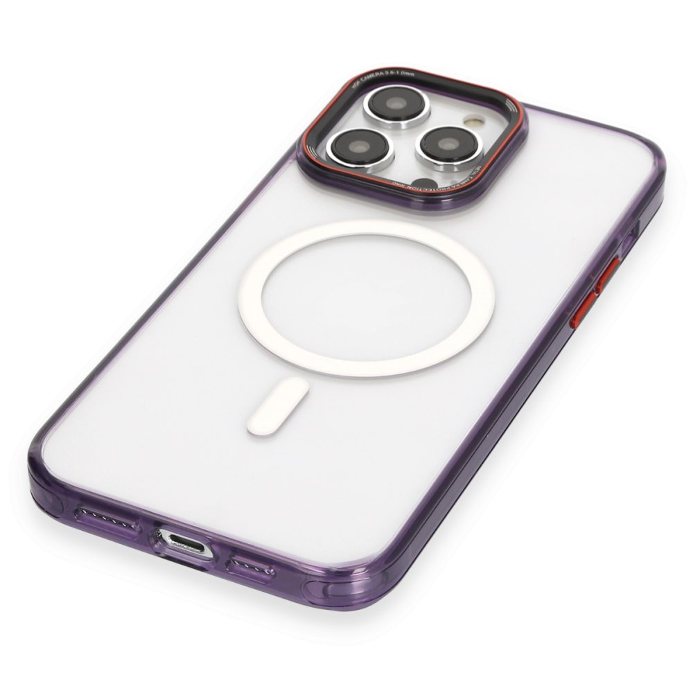 Newface iPhone 14 Pro Kılıf Dinamik Magneticsafe Silikon - Derin Mor