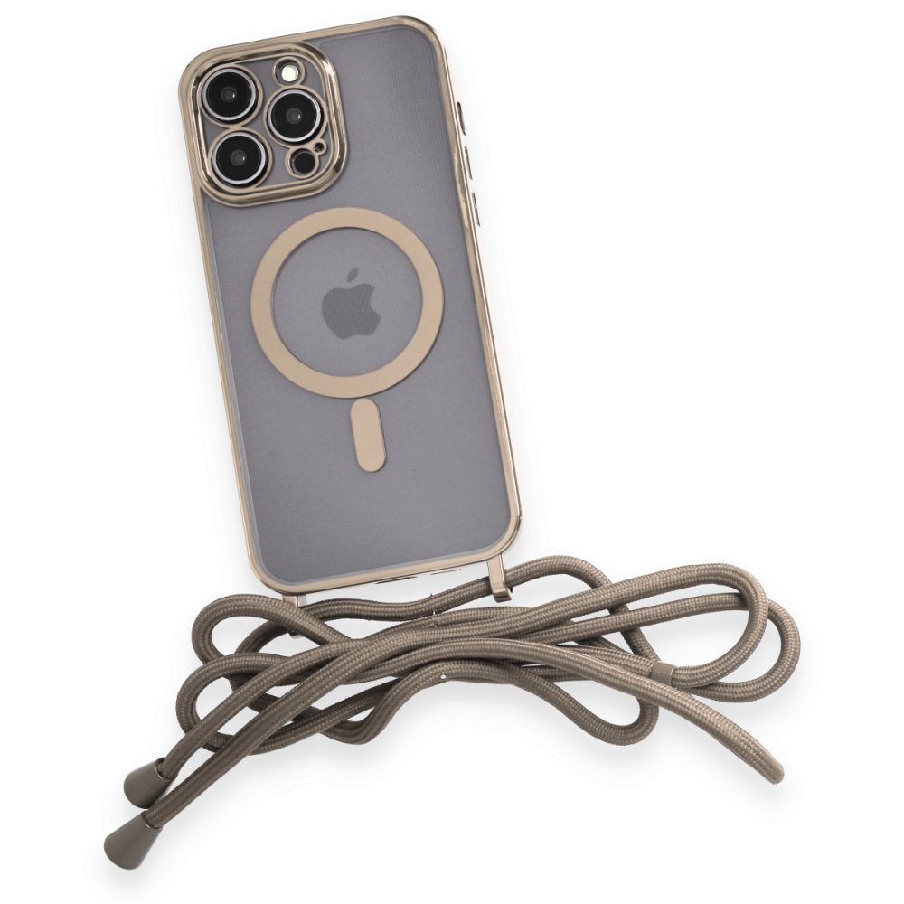 Newface iPhone 14 Pro Kılıf Divo Lazer Askılı Magsafe Kapak - Gold
