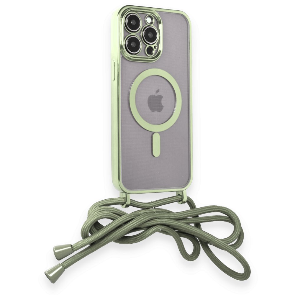 Newface iPhone 14 Pro Kılıf Divo Lazer Askılı Magsafe Kapak - Koyu Yeşil
