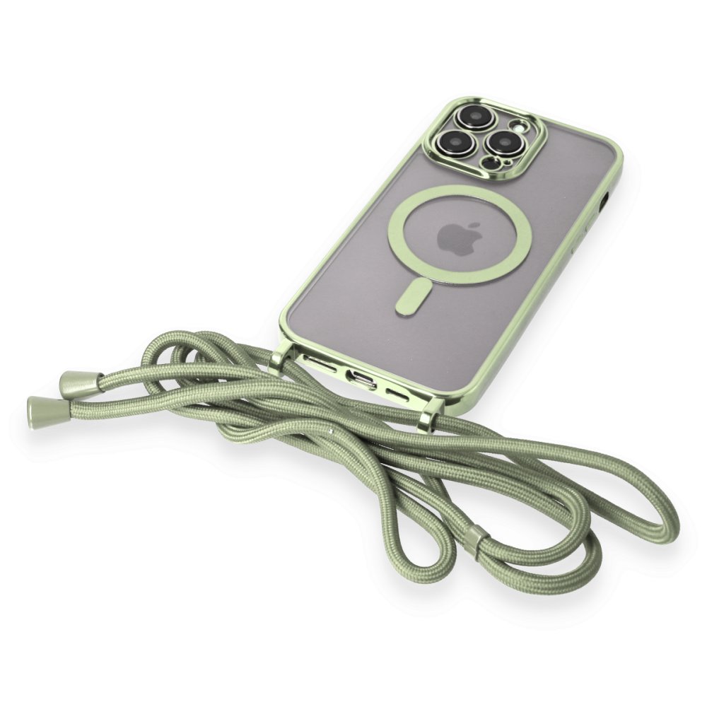 Newface iPhone 14 Pro Kılıf Divo Lazer Askılı Magsafe Kapak - Koyu Yeşil