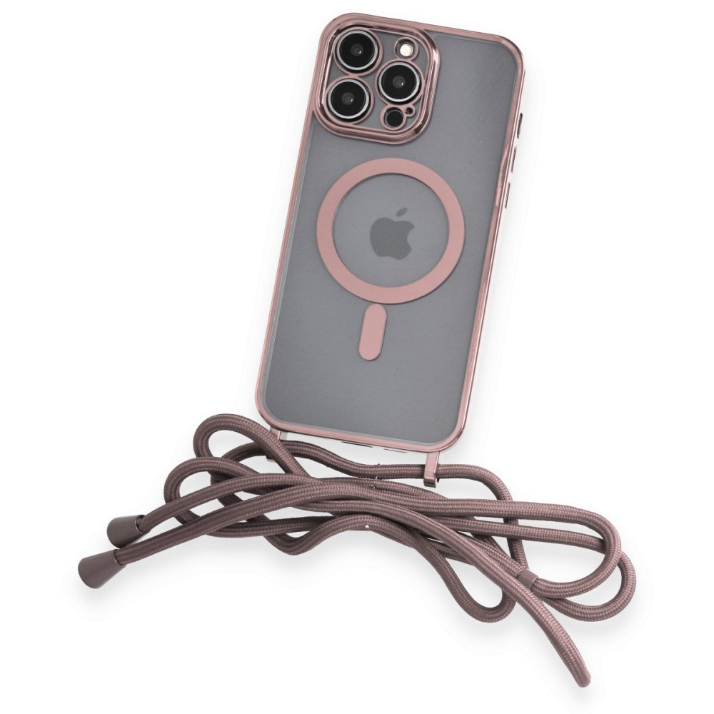Newface iPhone 14 Pro Kılıf Divo Lazer Askılı Magsafe Kapak - Pembe