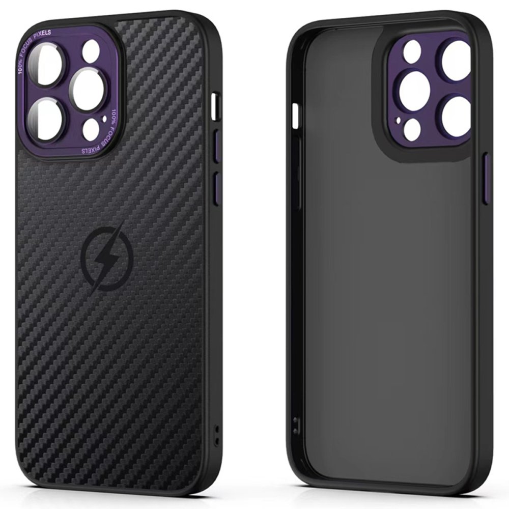 Newface iPhone 14 Pro Kılıf Harbon Magneticsafe Karbon Kapak - Derin Mor