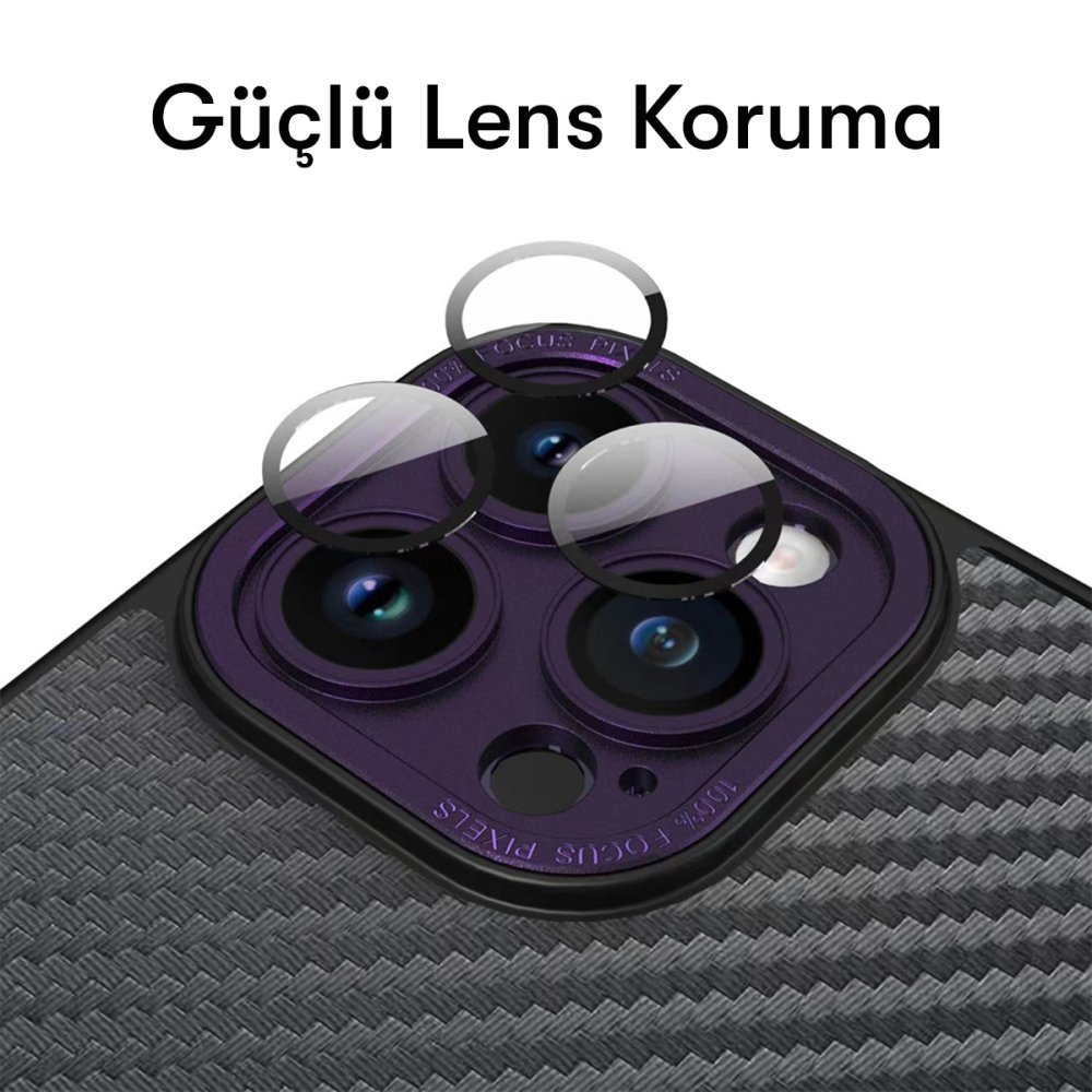 Newface iPhone 14 Pro Kılıf Harbon Magneticsafe Karbon Kapak - Siyah