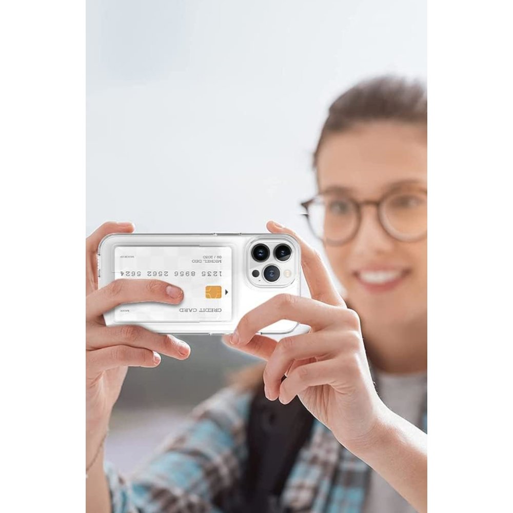 Newface iPhone 14 Pro Kılıf Kart Şeffaf Silikon - Şeffaf