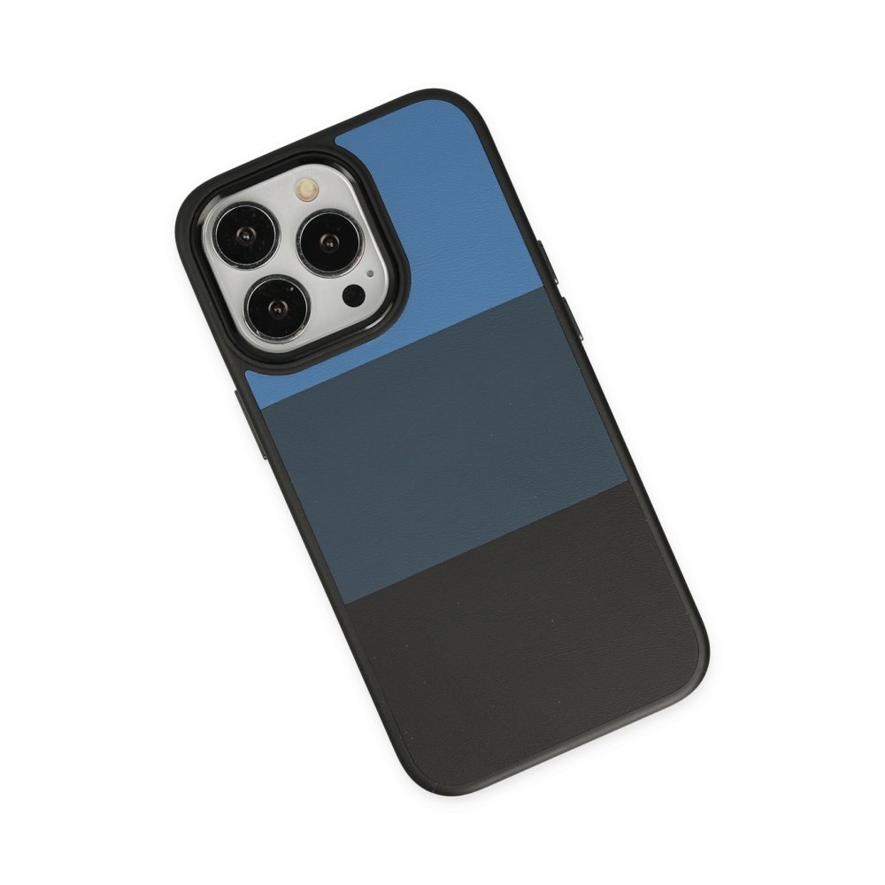 Newface iPhone 14 Pro Kılıf King Kapak - Mavi-Siyah