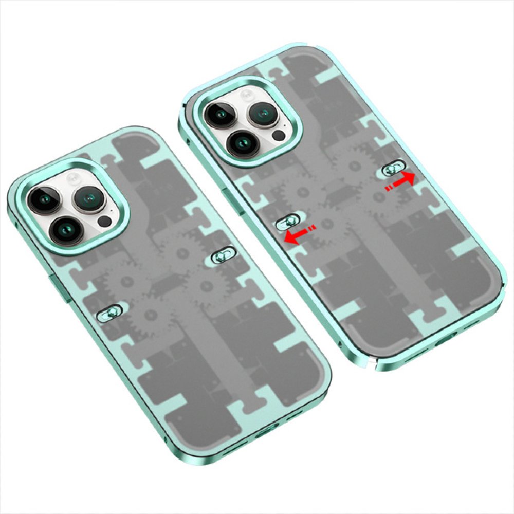 Newface iPhone 14 Pro Kılıf Mekanik Bumper Kapak - Yeşil